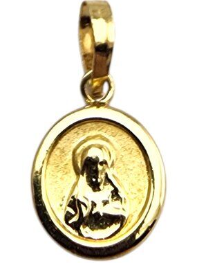 18K Karat Yellow Gold Tiny Blessed Mother Charm Pendant #24232